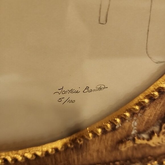 Framed Pencil Art Drawing Victorian Mother Baby Signed Tootsie Banta 5/100 - Picture 3 of 7